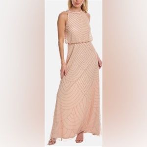 Adrianna Papell Women's Halter Art Deco Beaded Blouson Dress sz 0